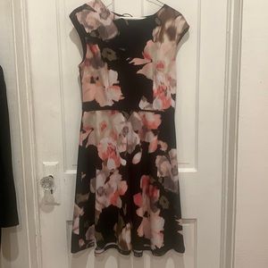 Black and Pink Floral dress By Maggy London size 8